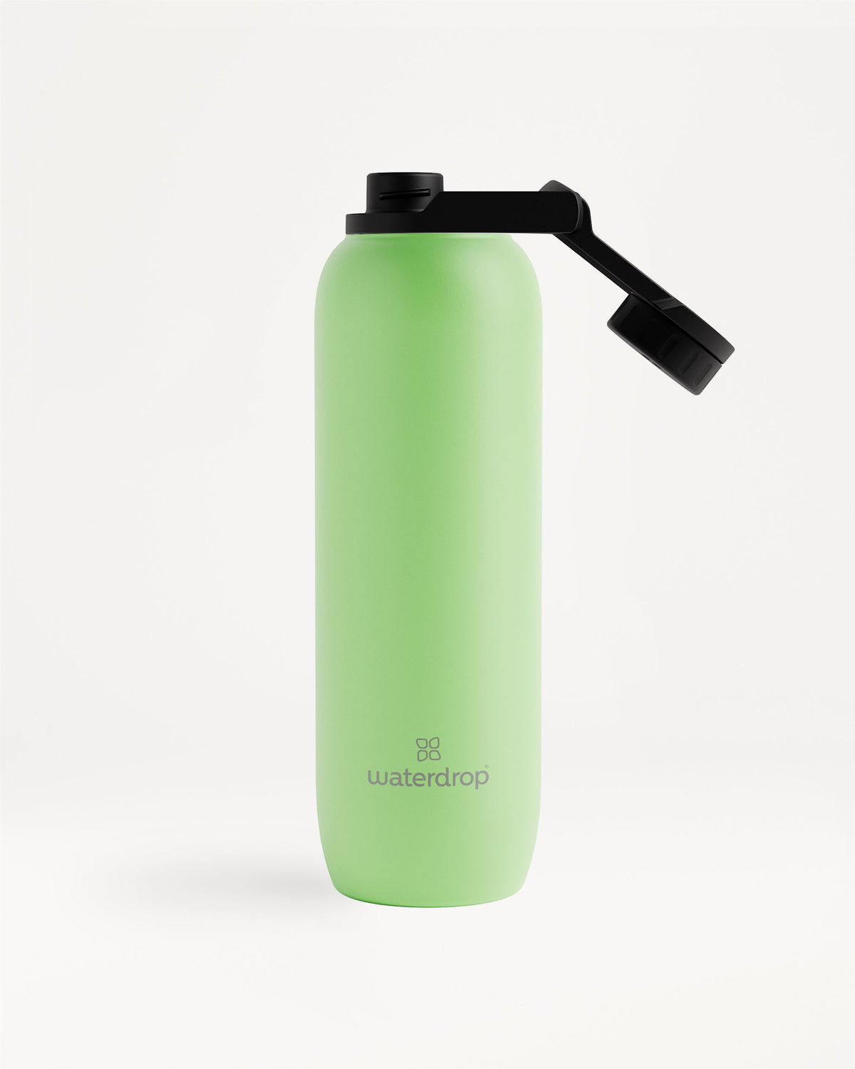 All-Purpose Thermo · Swing Lid, grüne Thermoflasche mit schwarzem Deckel.