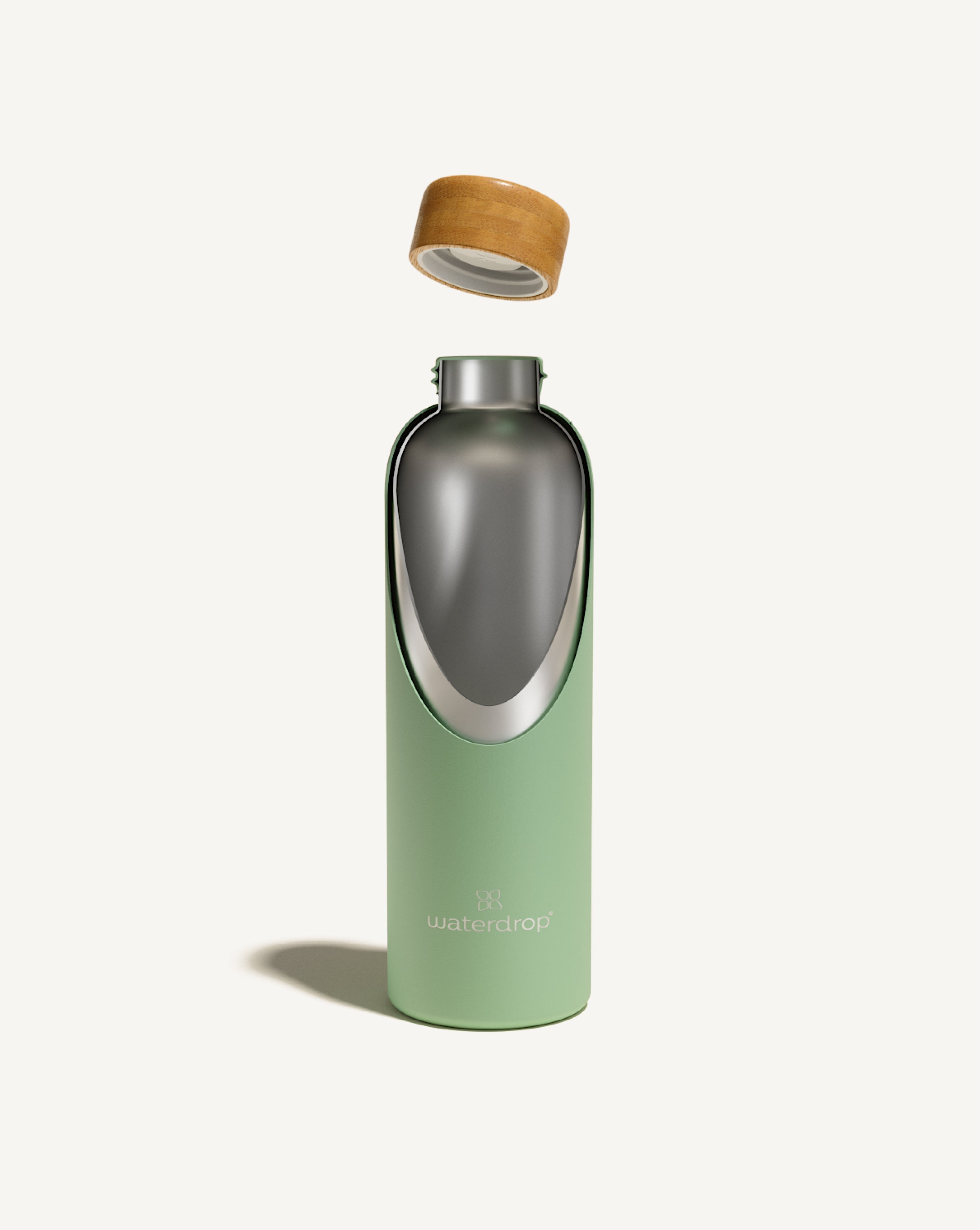 waterdrop flasche bambus Thermo Trinkflasche Edelstahl 600ml