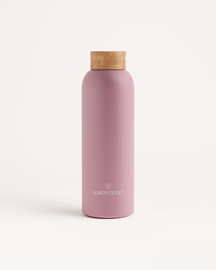Thermo Steel Flasche mit Holzdeckel, Edelstahl, doppelwandig.