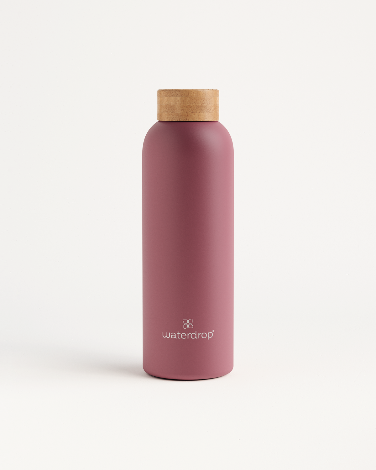 Thermo Steel Trinkflasche mit Holzdeckel, doppelwandig, Edelstahl.